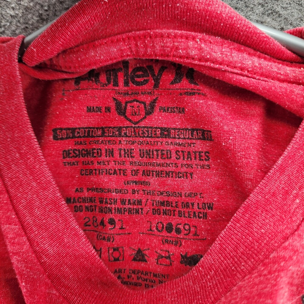 Hurley Shirt Mens Medium Short Sleeve Red Logo - Picture 3 of 5